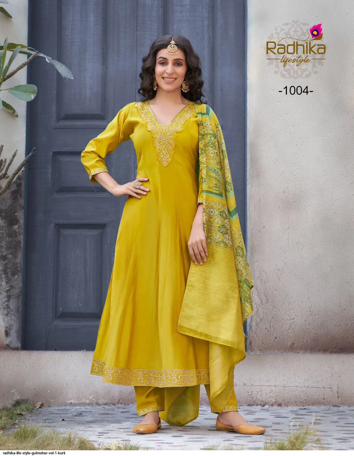 Gulmohar Vol 1 By Radhika Roman Silk Long Anarkali Kurtis With Bottom Dupatta Wholesale Shop In Surat